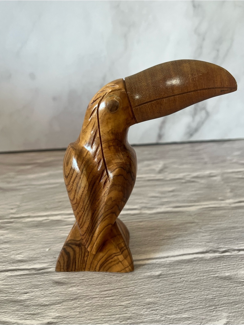 Charming Hand-Carved Wooden Toucan Figurine